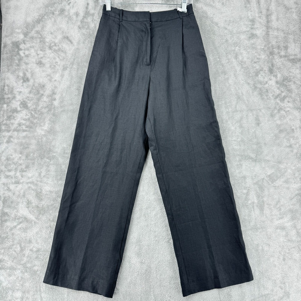 Wayf Pants Womens XS Linen Pleated Wide Leg Career Lagenlook Trouser Office Zip